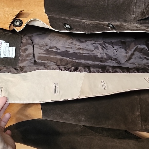 Michael Mims Kathy Cole Vintage Western Two Tone Suede Leather Coat Sz 1X - Picture 7 of 11